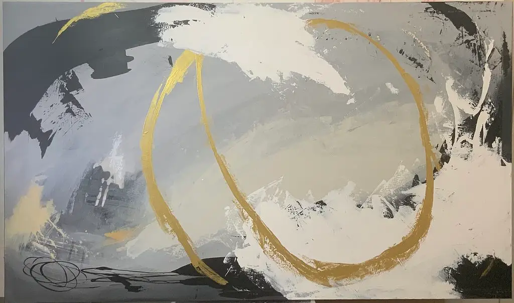 Black, White and Gold Abstraction by Alfonso Aguirre