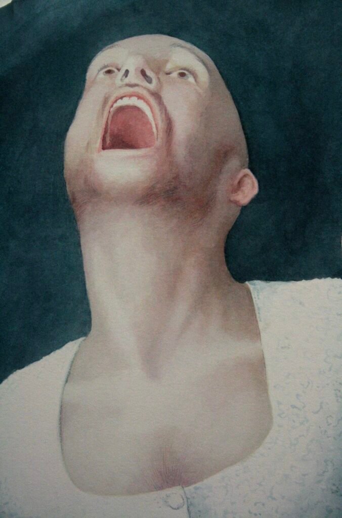 Self-portrait detail, watercolour on paper