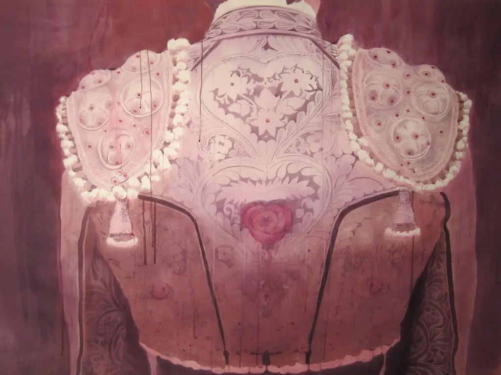 La Lidia, wine on paper by Alfonso Aguirre